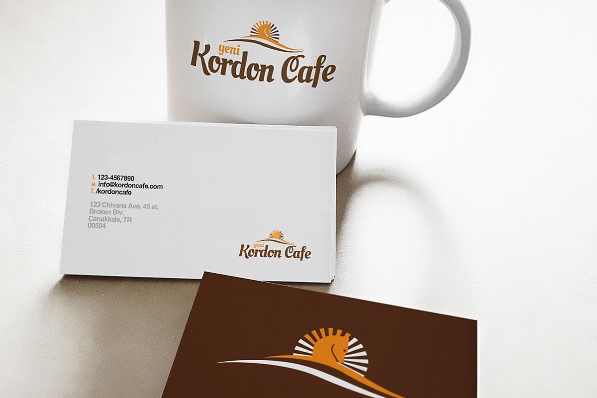 yeni kordon cafe, kartvizit tasarım, kupa bardak baskı, kurumsal kimlik, logo tasarım