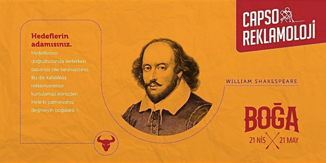 boğa burcu, capso reklamoloji, facebook içerik görseli, instagram içerik görseli, william shakespeare